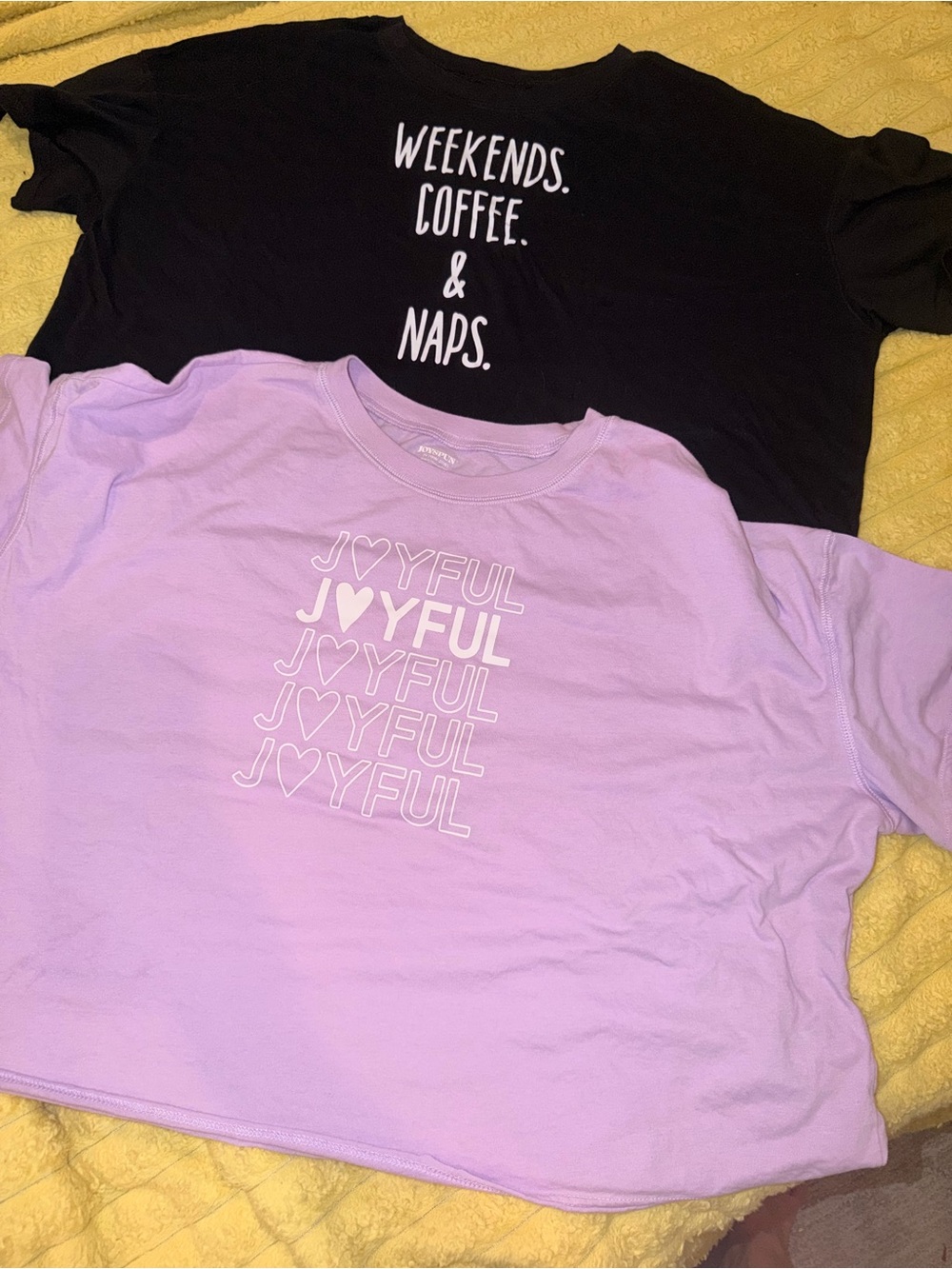 2 Pc Lot JOYSPUN Cropped T Shirt Tee Black Purple Plus Size 2x Xxl
